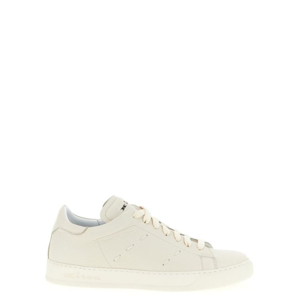 Kiton White Nubuc Leather Low Top Men's Sneakers